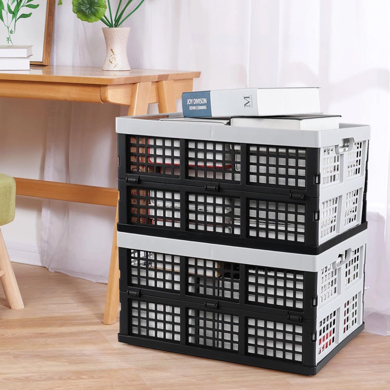 Qqbine 34 L Plastic Stackable Collapsible Crate, 4 Packs - Image 4